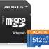 Карта памяти microSDXC UHS-I A-Data Premier Pro 512 ГБ, 100 МБ/с, 1X, Class 10, AUSDX512GUICL10A1-RA1,  переходник SD