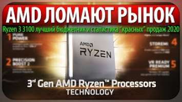 AMD ЛОМАЮТ РЫНОК, Ryzen 3 3100 лучший бюджетник и статистика “красных” продаж 2020