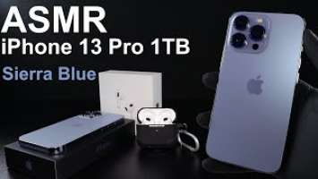 iPhone, iPhone 13, iPhone 13 Pro, 1TB, AirPods, Sierra Blue, Unboxing, No Talking | FoodRS ASMR