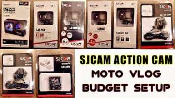 SJCAM action camera best budget moto vlog setup, sj6 legend sj8 pro dual screen microphone battery