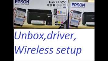 Epson EcoTank L3210 L3216 L3250 Unboxing and network wireless setup full