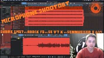 Microphone Shootout! - Shure SM57 vs. Audix F5 vs. sE V7 X vs. Sennheiser e 609 Comparison