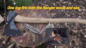 Victorinox Ranger wood 55, Hudson bay axe, one log fire.