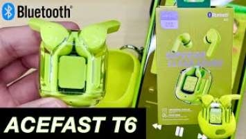 ACEFAST T6 Bluetooth Wireless Earbuds LED Digital Display - Unboxing Fluorescent Green