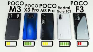 КТО ДОЛЬШЕ ПРОЖИВЕТ?  POCO X3 Pro, POCO M3, POCO F3, POCO M3 Pro, Redmi Note 10S