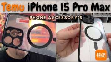 iPhone 15 Pro Max Temu phone accessory's Unboxing and Review #temu #iphone15promaxcase #iphonecase