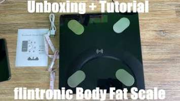 flintronic Body Fat Scale, Bluetooth Personal Scale, Smart Scale with App unboxing and instructions