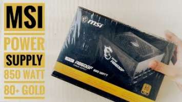 Msi Power Supply MPG-A850GF 80+ Gold Unboxing.