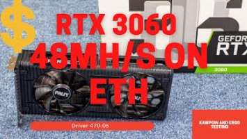 New RTX 3060 Palit unbox, mining on Ethash, kawpow N autolykos on Nvidia Drrver 470.05!!!