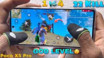 Poco x5 pro 1 vs 4 free fire gameplay 3 finger handcam onetap headshot snapdragon 778G CPU