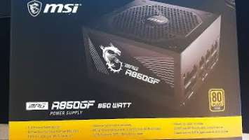 MSI A850GF Power Suply Unboxing 850 Watt