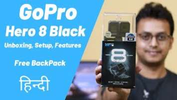 GoPro Hero 8 Black Unboxing, Step by Step Setup & Features [ Hindi ] - Free BackPack - TechToTech