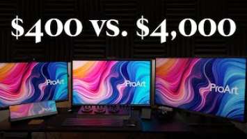 $400 Monitor Vs. $4,000 Monitor | ASUS ProArt Monitor PA32DC PA32UCX-PK PA279CV