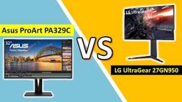 ✅Asus ProArt PA329C 32 vs LG UltraGear 27GN950-B Monitor Comparison-Which Should You Buy??