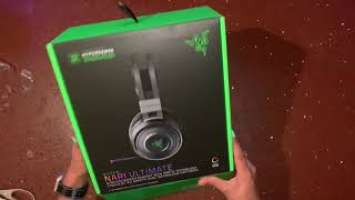 Razer Nari Ultimate Wireless 7.1 Surround Sound Gaming Headset Unboxing and Close up