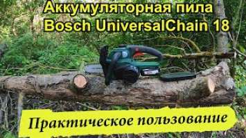 Аккумуляторная пила Bosch UniversalChain 18  Практика .Сколько можно напилить на одном заряде?