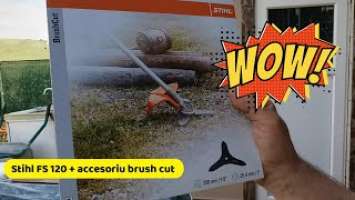 STIHL FS 120 with brush cut accesory