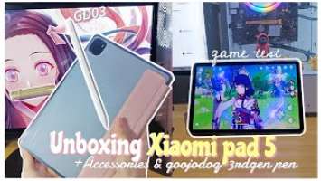 *⁠.⁠✧UNBOXING Xiaomi Pad 5 (256GB, Grey)+aesthetic accessories & goojodoq pen+ Drawing & Game test