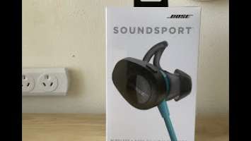 Unboxing the Bose SoundSport Wireless Bluetooth Headphones, Aqua Blue