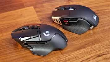 Corsair M65 RGB Ultra Wireless vs Logitech G502 Lightspeed - buttons, weights and more!