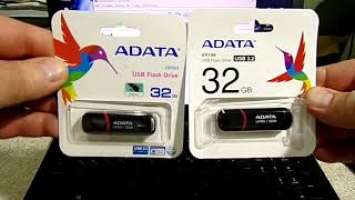 two flash drives ADATA UV150 USB3.1 and USB3.2