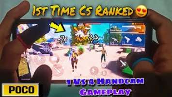 Poco M4 Pro 4G free fire gameplay test 3 finger Handcam | 1st time cs Ranked handcam gameplay ff