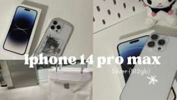 Iphone 14 Pro Max Unboxing (silver) 512gb And Cute Apple Accessories and Setup#unboxing