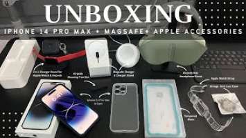 Iphone 14 Pro Max + MagSafe + Apple Accessories Unboxing | Aesthetic