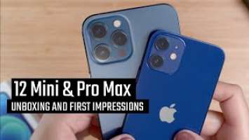 IPHONE 12 MINI AND PRO MAX! Unboxing and First Impressions