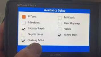 Garmin 276cx   Route calcuation seetings   HD 720p