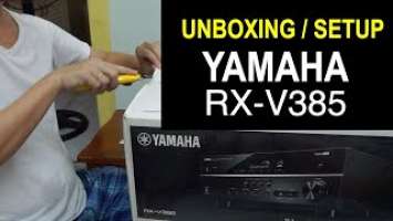 Unboxing and Setup of Yamaha RX V385 Changing impedance setting is for USA and Canada models only