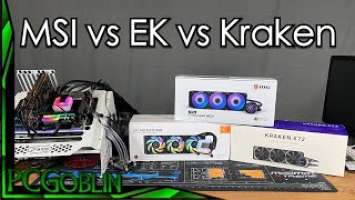 MSI Coreliquid vs nzxt kraken x72 vs EK AIO. Battle of the 360 AIO's