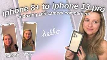 IPHONE 8 PLUS VS IPHONE 13 PRO! gold iphone 13 pro unboxing, review and photo comparison