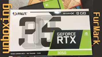 RTX 3050 PaLiT  StormX Unboxing & FurMark