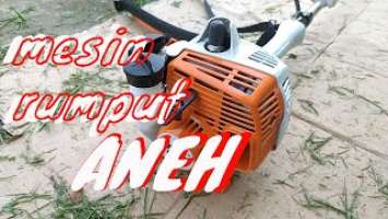 UNBOXING MESIN POTONG RUMPUT PALING RINGAN LAWN CARE STIHL FS 55 TEST MESIN MERAWAT HALAMAN MASJID