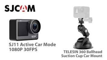 SJCAM SJ11 ACTIVE Car Mode 1080P 30FPS with TELESIN 360 Ballhead Suction Cup Car Mount Holder