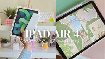  Ipad Air 4 unboxing (green)  2022 + Ipad accessories & Apple pencil ✏️ | Aesthetic & Asmr