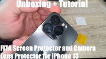 FITA Screen Protector and Camera Lens Protector for Apple iPhone 13 Unboxing and instructions