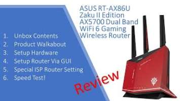 ASUS RT AX 86U AX5700 Dual Band Wifi 6 Gaming Wireless Router : Unbox, Setup & Check Speedtest