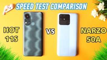 Realme Narzo 50A vs Infinix Hot 11s Speed Test Comparision || Which is One to Buy