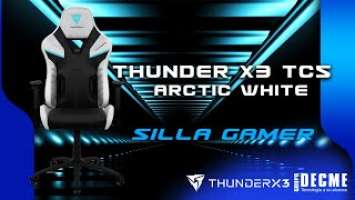 THUNDER X3 TC5 Arctic White Silla Gamer // DOBLE COMODIDAD CON LÁTEX Y ESPUMA DE ALTA DENSIDAD