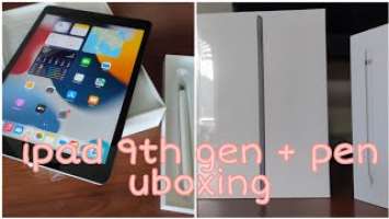 unboxing ipad 9th gen 10.2 inch (2021) + apple pencil