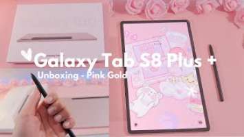 Galaxy Tab S8 Plus Unboxing - Pink Gold l Samsung l Aesthetic Unboxing