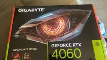 GIGABYTE GEFORCE RTX 4060 8gb WINDFORCE OC EDITION I7 10TH GEN GV-N4060WF2OC-8GD DLSS 3 UNBOXING