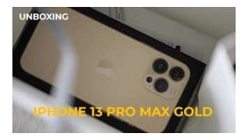 IPHONE 13 PRO MAX GOLD UNBOXING, ACCESSORIES and basic setUp