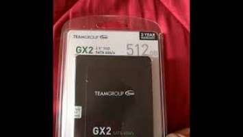 Unboxing of the TeamGroup GX2 512GB SSD Drive.