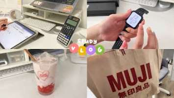 study vlog  | cramming my deadlines, apple watch se unboxing, & muji haul