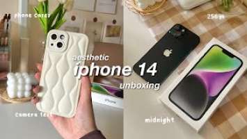 aesthetic iphone 14 unboxing (2022) | midnight 256gb