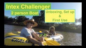 Intex Challenger 2, Two Person Boat- Unboxing, set up & First Use! 2017