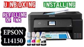 EPSON L14150 UNBOXING, INK CHARGING AND INSTALLING DRIVER IN TAGALOG